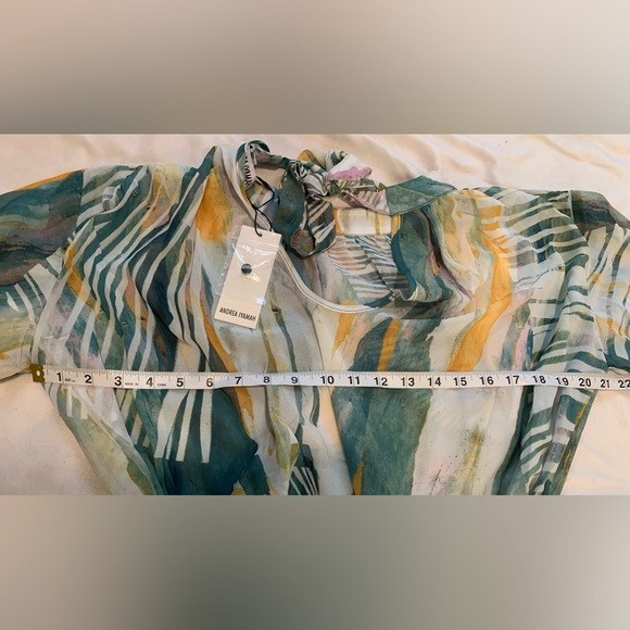 NWT Andrea Iyamah Sade Cover Up Chiffon Maxi Dress Size S/M (US 6-10) Blue/Gold - Picture 11 of 16